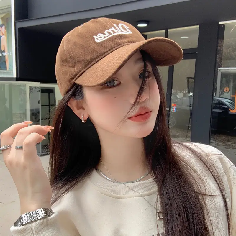 Women's Brown Embroidered Baseball Cap with 'Bella' Text