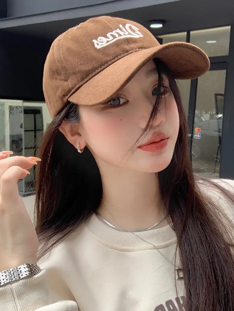 Women's Brown Embroidered Baseball Cap with 'Bella' Text — feature 12