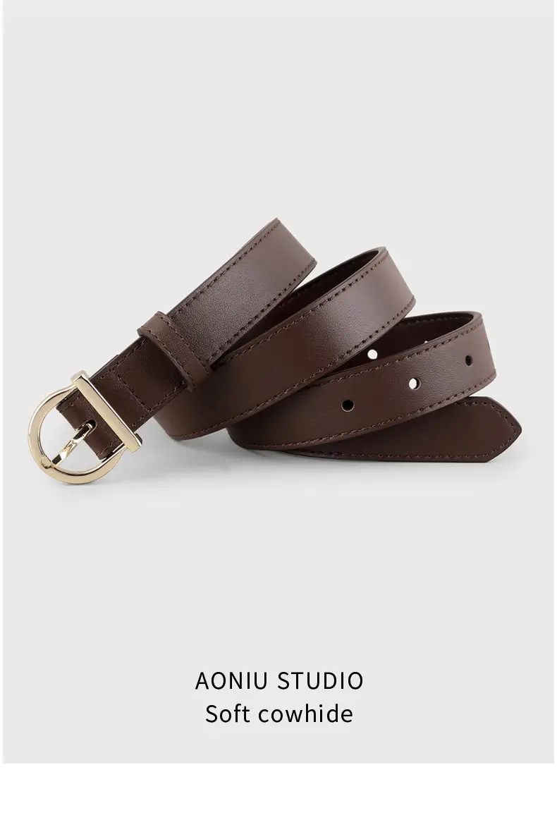 Black Leather Belt with Gold Buckle for Women — feature 13