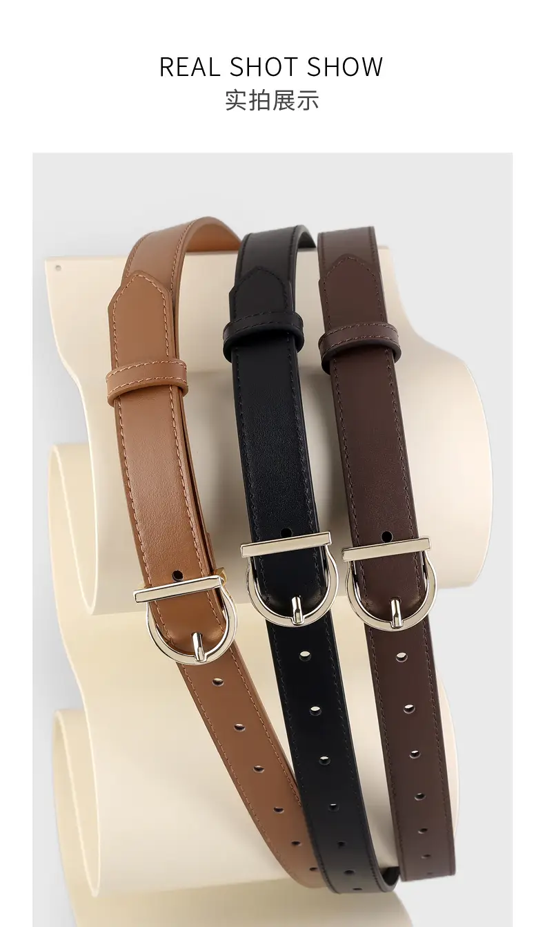 Black Leather Belt with Gold Buckle for Women — feature 14