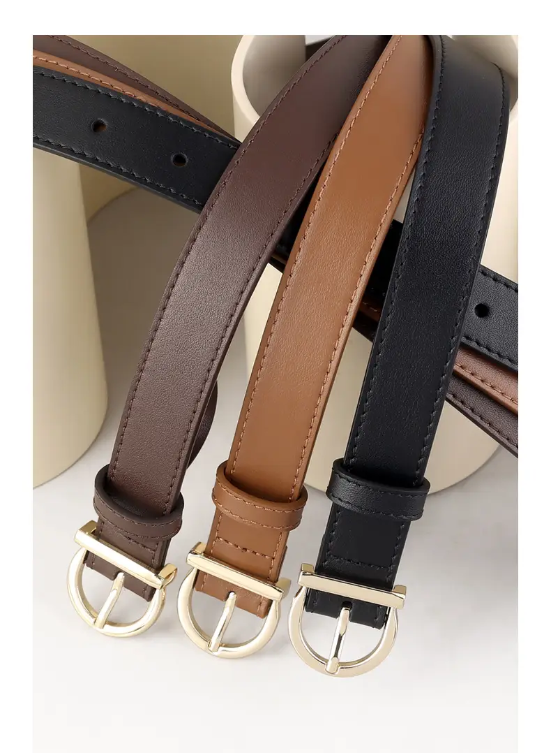 Black Leather Belt with Gold Buckle for Women — feature 15