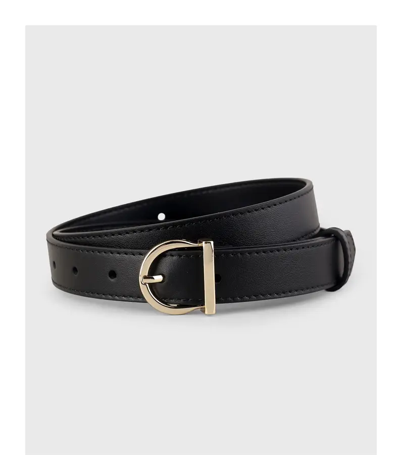 Black Leather Belt with Gold Buckle for Women — feature 16