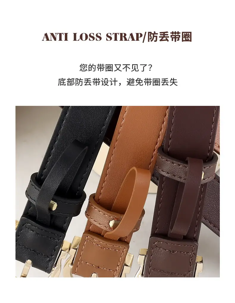 Black Leather Belt with Gold Buckle for Women — feature 7
