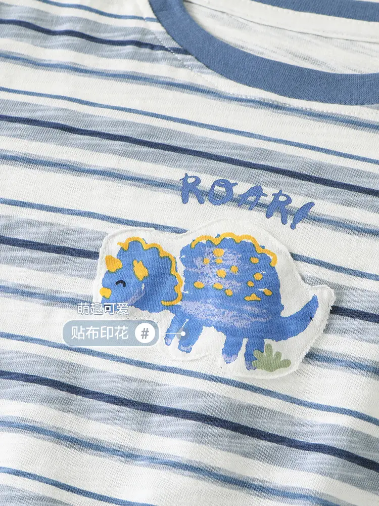 Baby T-Shirt Striped Blue White Short Sleeve - Image 10