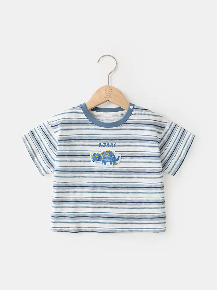 Baby T-Shirt Striped Blue White Short Sleeve - Image 13