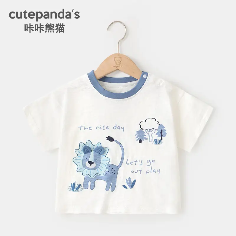 Baby T-Shirt Striped Blue White Short Sleeve - Image 2