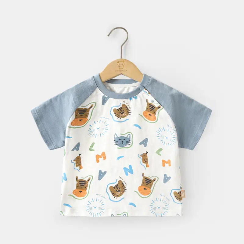 Baby T-Shirt Striped Blue White Short Sleeve - Image 3