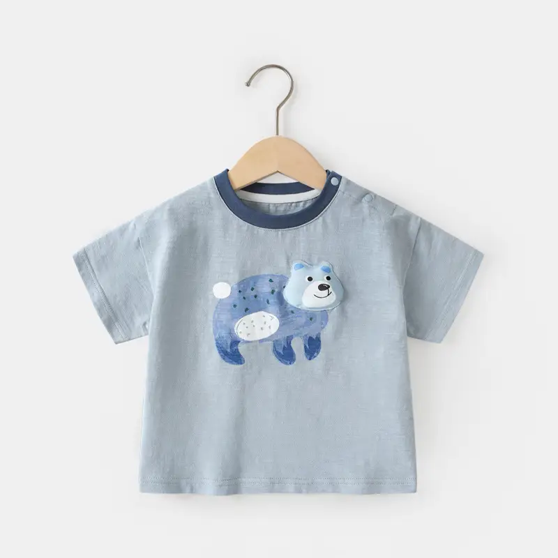 Baby T-Shirt Striped Blue White Short Sleeve - Image 5
