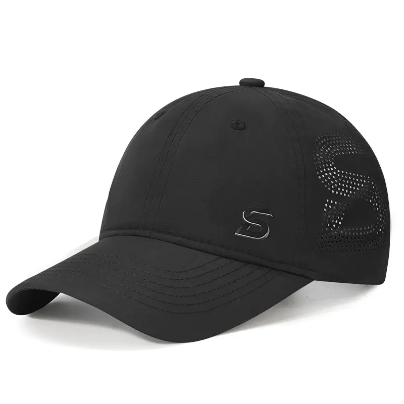Beige Baseball Cap with Logo & Side Mesh