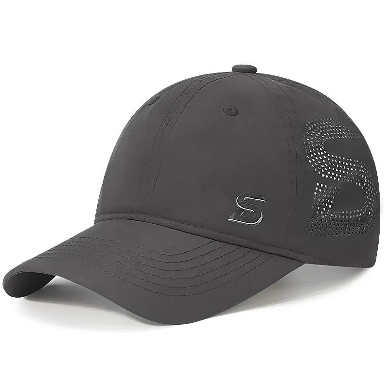 Beige Baseball Cap with Logo & Side Mesh