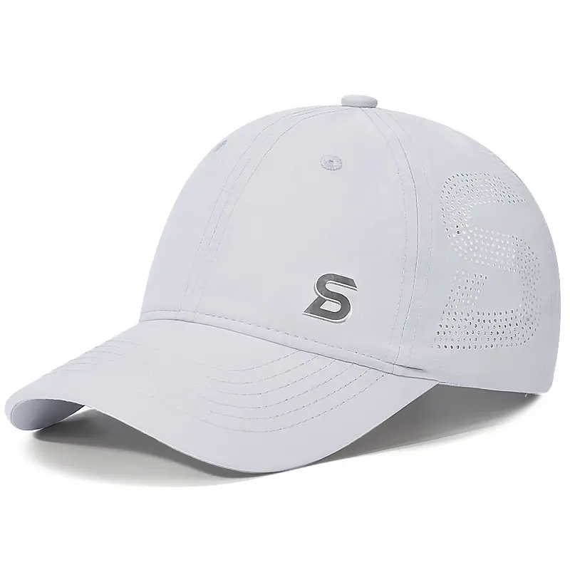 Beige Baseball Cap with Logo & Side Mesh