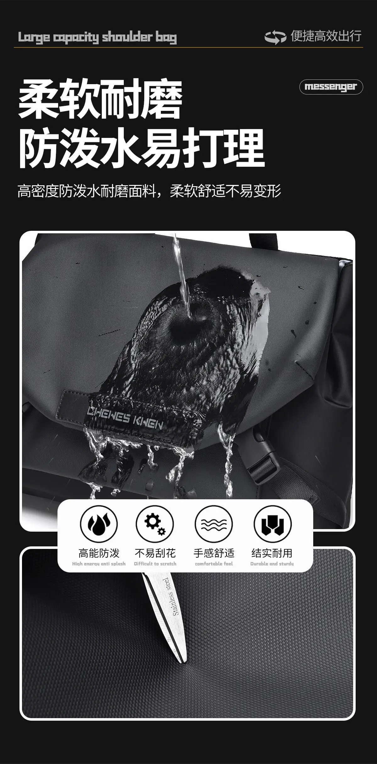 New Men's Waterproof Crossbody Bag 12" Tablet — feature 8