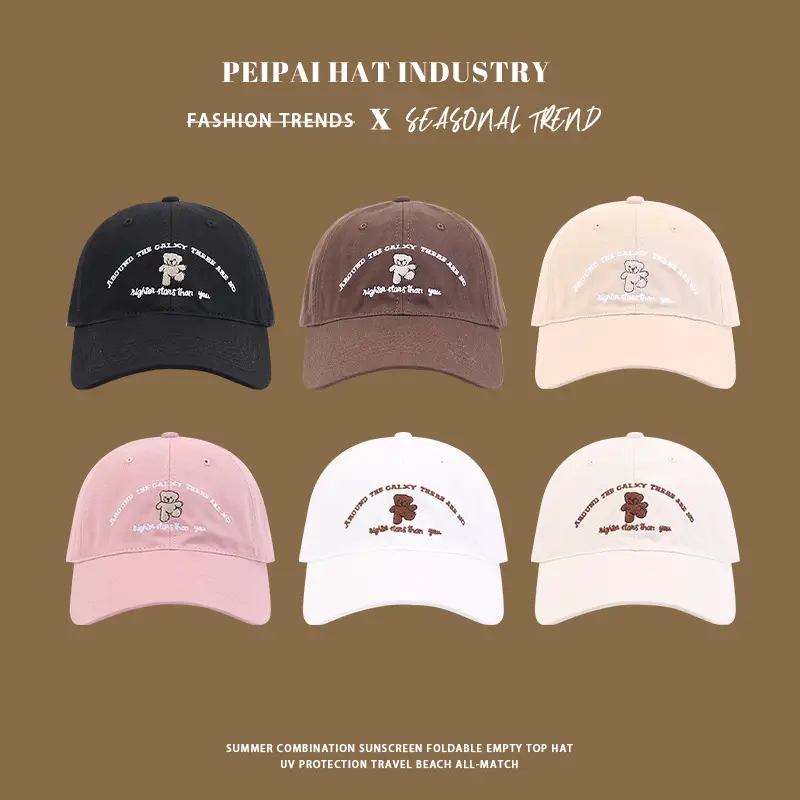 Korean Style Bear Embroidered Baseball Cap Women 2025 — feature 2