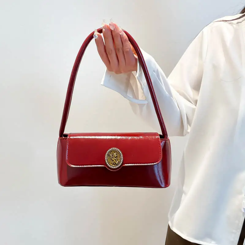 Red French Style Shoulder Bag for Women 2025 - Image 6