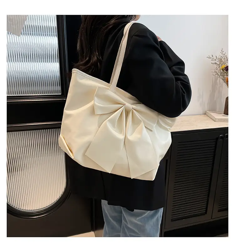 Bow Large Capacity Women's Tan Shoulder Bag — feature 14