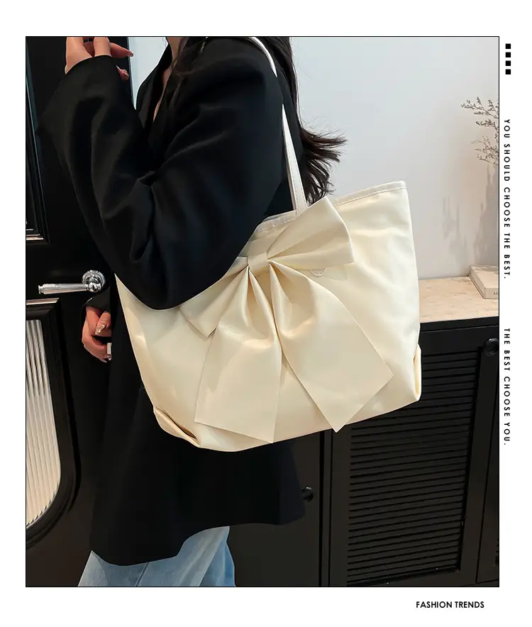 Bow Large Capacity Women's Tan Shoulder Bag — feature 2
