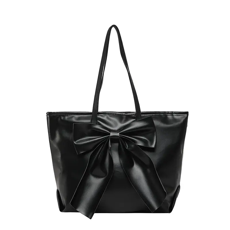 Bow Large Capacity Women's Tan Shoulder Bag - Image 3
