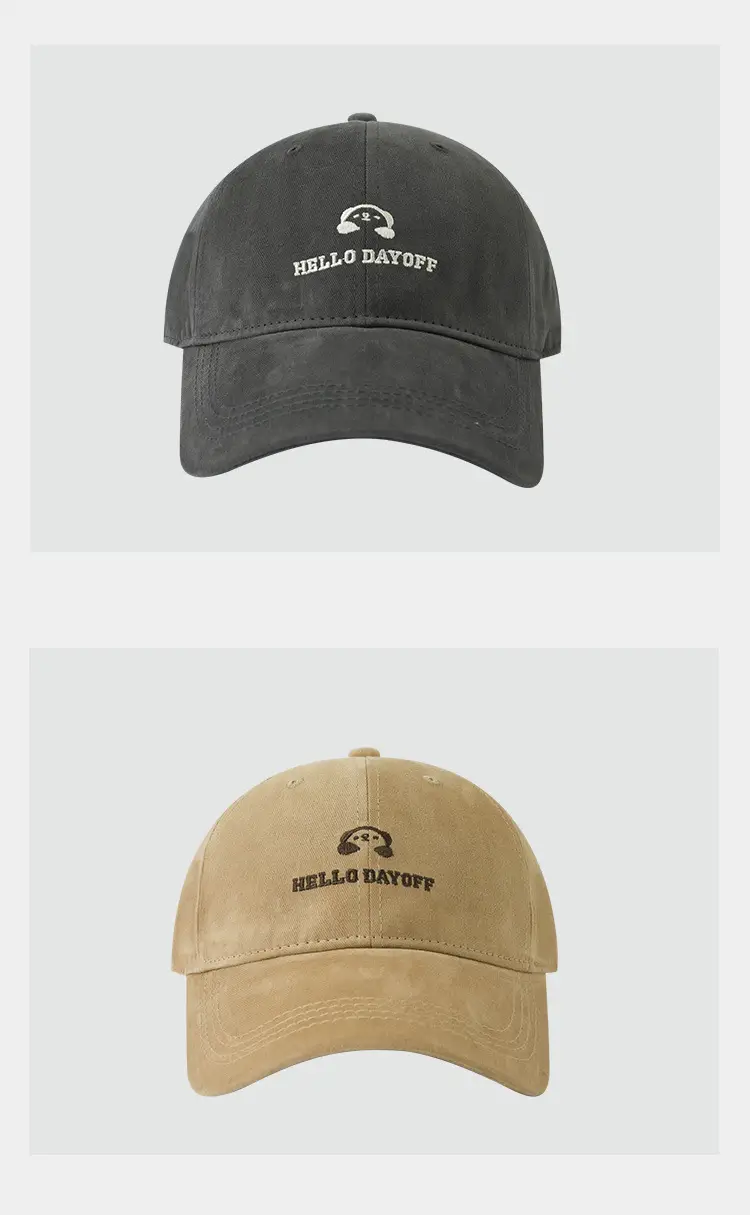 Hello Bear Baseball Cap Dark Gray Wide Brim — feature 11