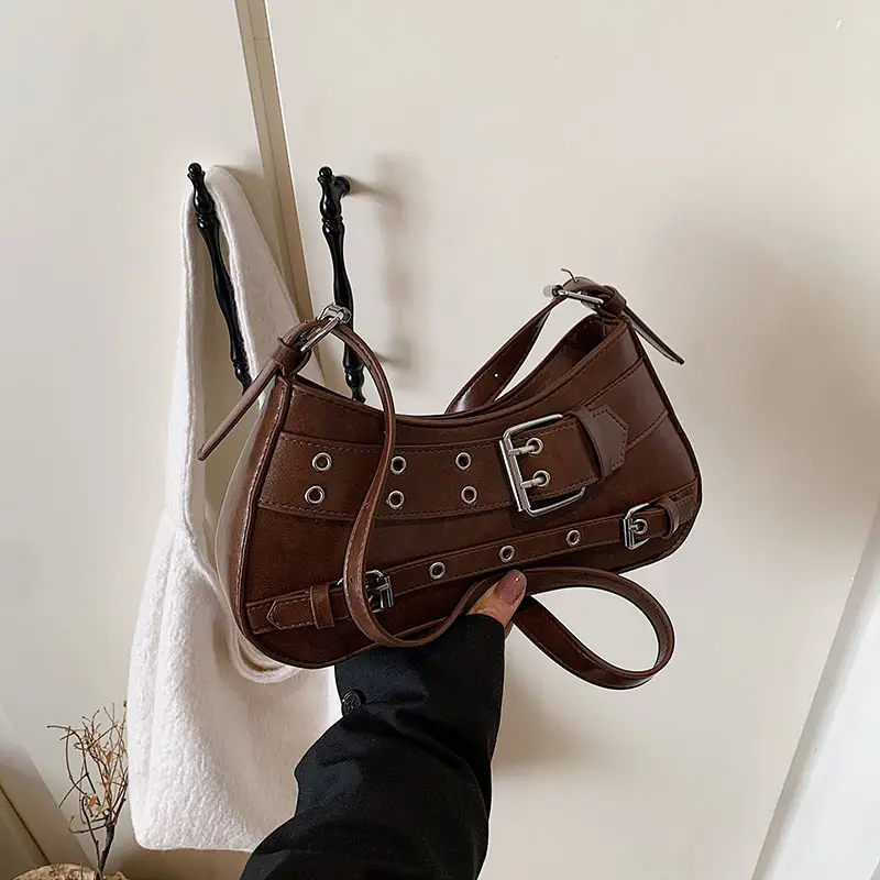 Retro Rivet Shoulder Bag for Women Light Luxury