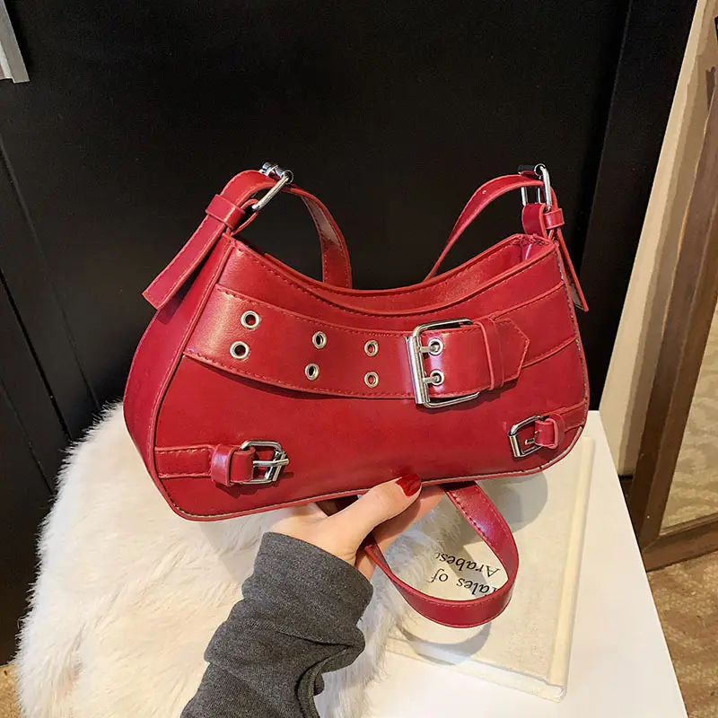 Retro Rivet Shoulder Bag for Women Light Luxury