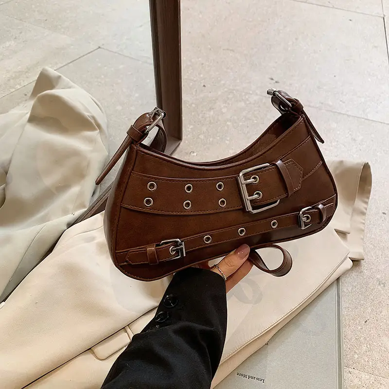 Retro Rivet Shoulder Bag for Women Light Luxury