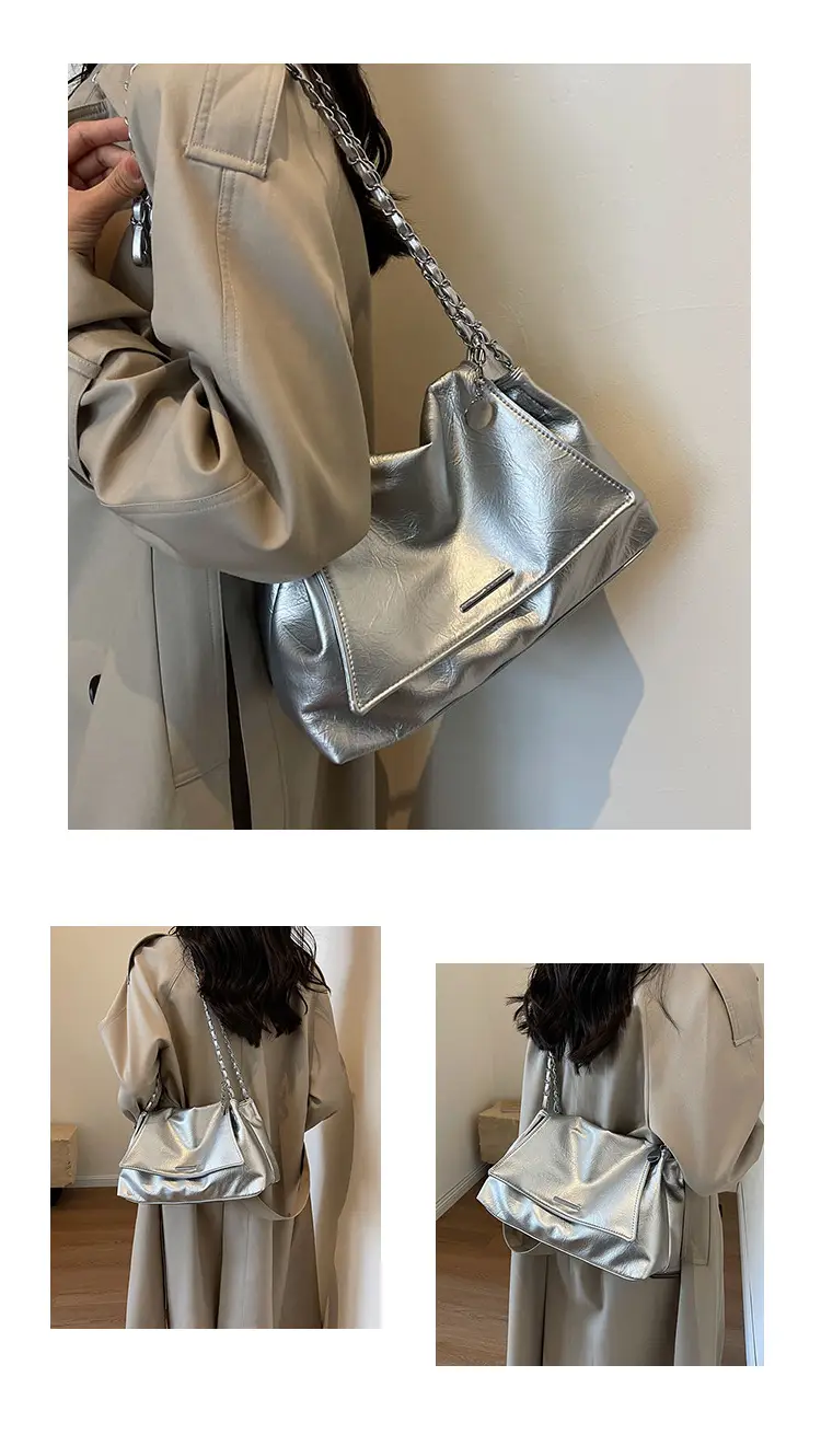 Silver Chain Shoulder Bag for Women Casual Commute — feature 14