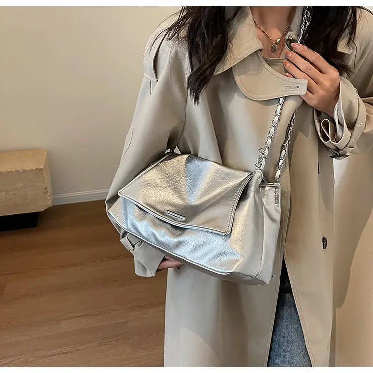 Silver Chain Shoulder Bag for Women Casual Commute — feature 22