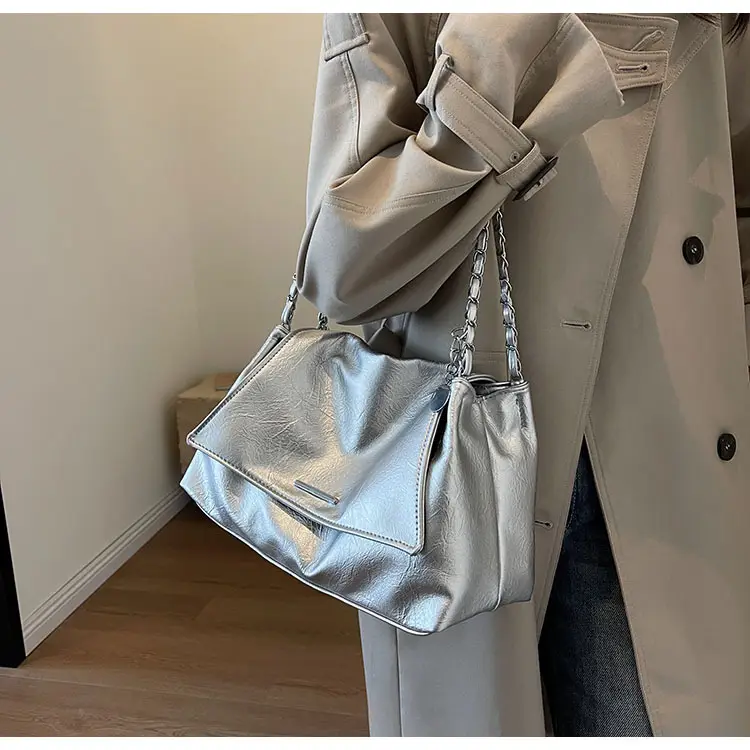 Silver Chain Shoulder Bag for Women Casual Commute — feature 24