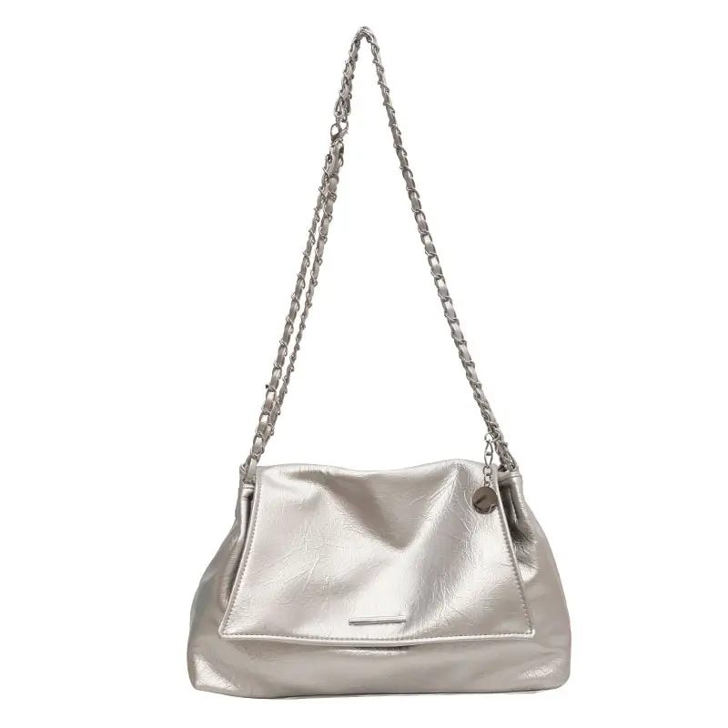 Silver Chain Shoulder Bag for Women Casual Commute - Image 3