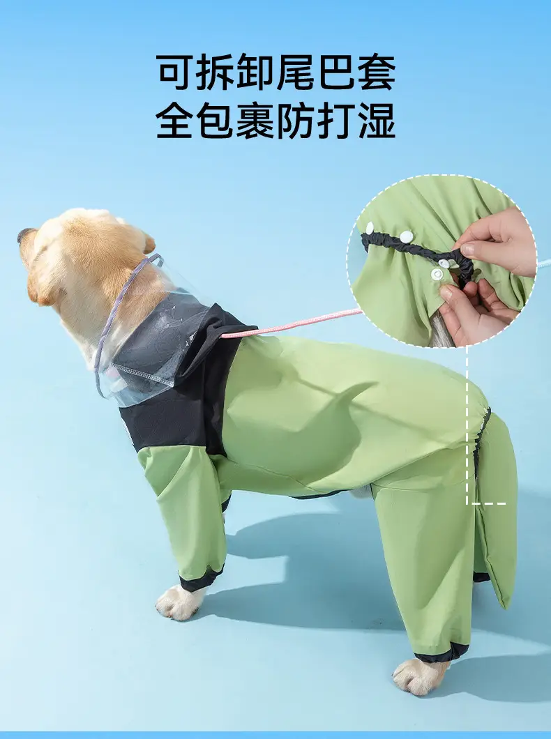 All-Season Outdoor Four-Legged Large Dog Raincoat Full-Body Cover for Medium and Large Dogs Like Border Collies and Golden Retrievers, Pet Clothing — feature 9