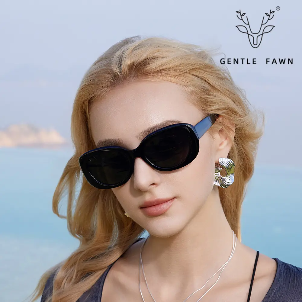 Women Oval Polarized UV Sunglasses Black - Image 6