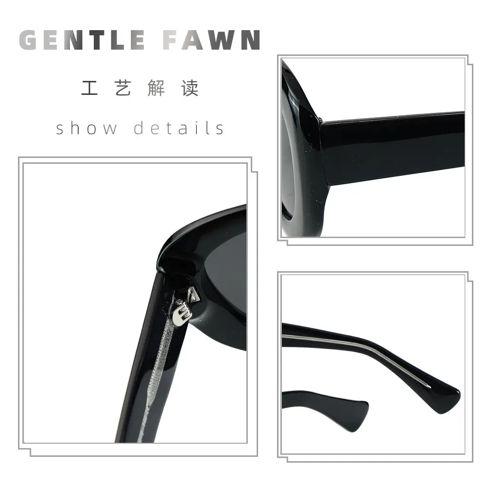 Women Oval Polarized UV Sunglasses Black - Image 8