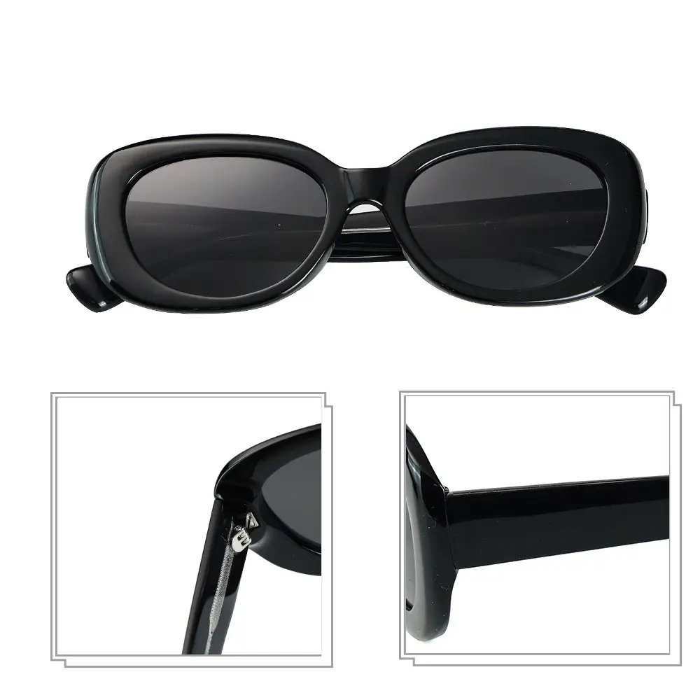 Women Oval Polarized UV Sunglasses Black - Image 9