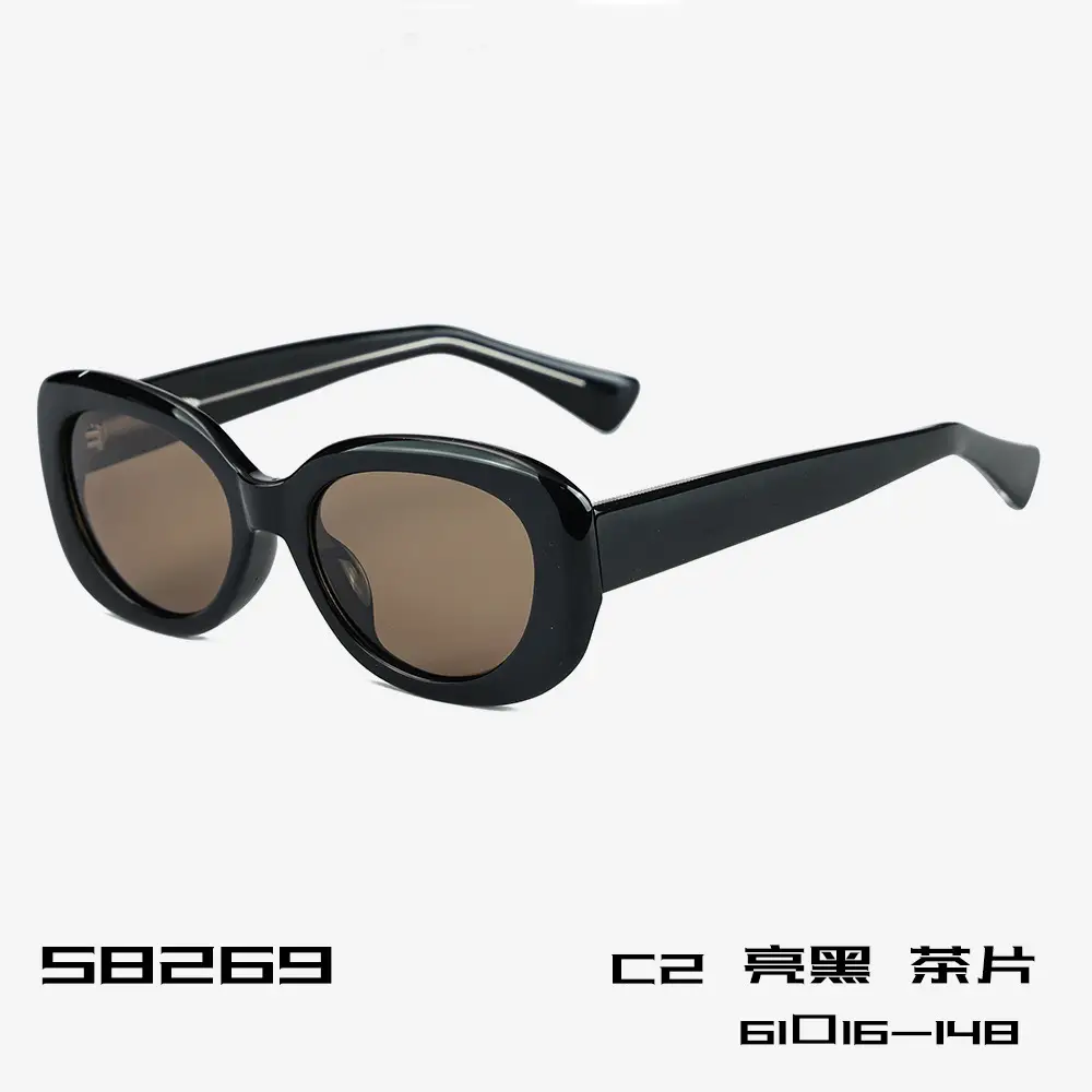 Women Oval Polarized UV Sunglasses Black - Image 2