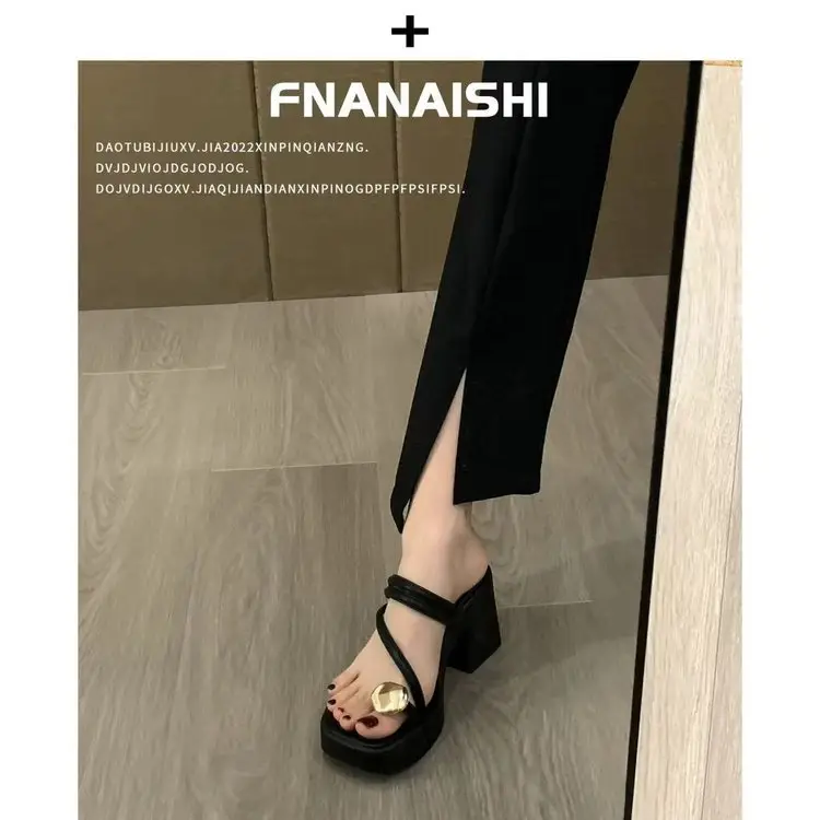 Fashion Women's High-heeled Sandals 2025 New Thick Heel Thick-soled Two-wear Sandals and Slippers Women's Summer Outer Wear Thong Sandals — feature 6