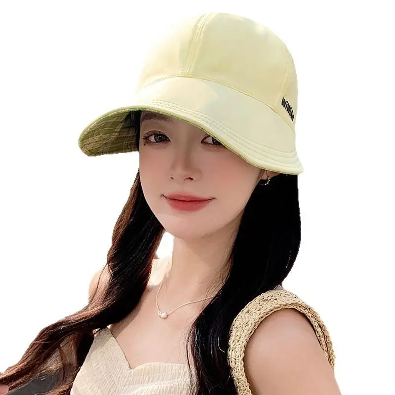 Women Beige Brim Sun Hat with Adjustable Strap - Image 11