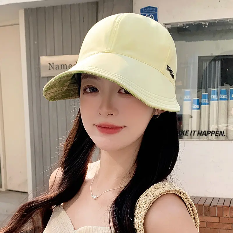 Women Beige Brim Sun Hat with Adjustable Strap - Image 3