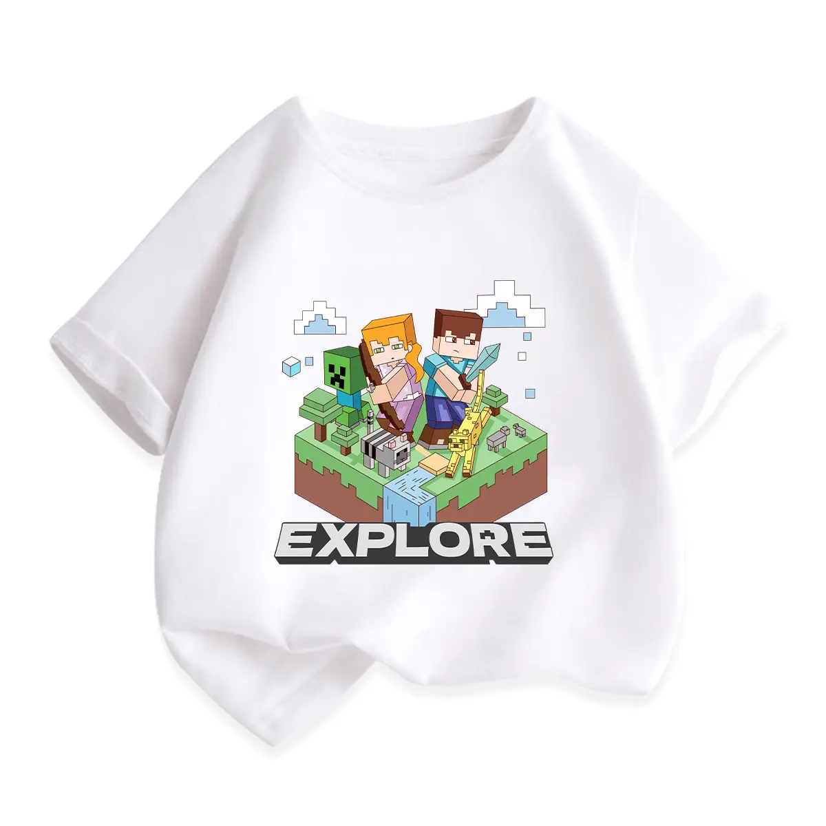 Boys Minecraft Printed Cotton T-Shirt Summer Loose Fit - Image 15
