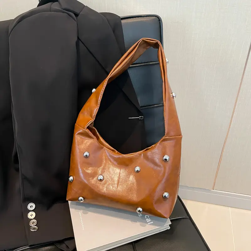 White Rivet Shoulder Bag for Women 2025 Spring - Image 6