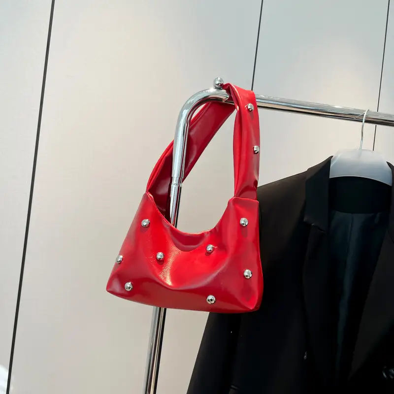 White Rivet Shoulder Bag for Women 2025 Spring - Image 7