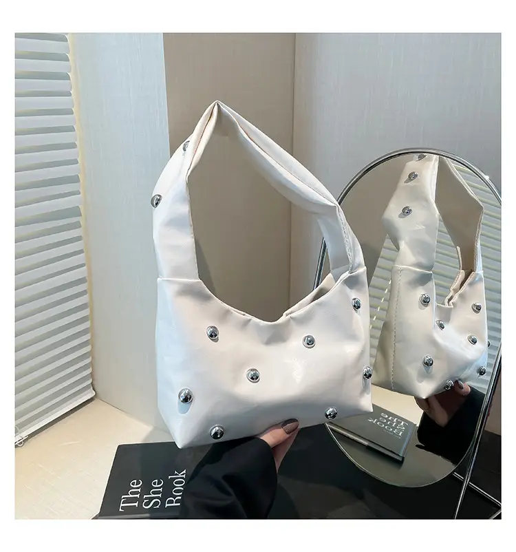 White Rivet Shoulder Bag for Women 2025 Spring — feature 22