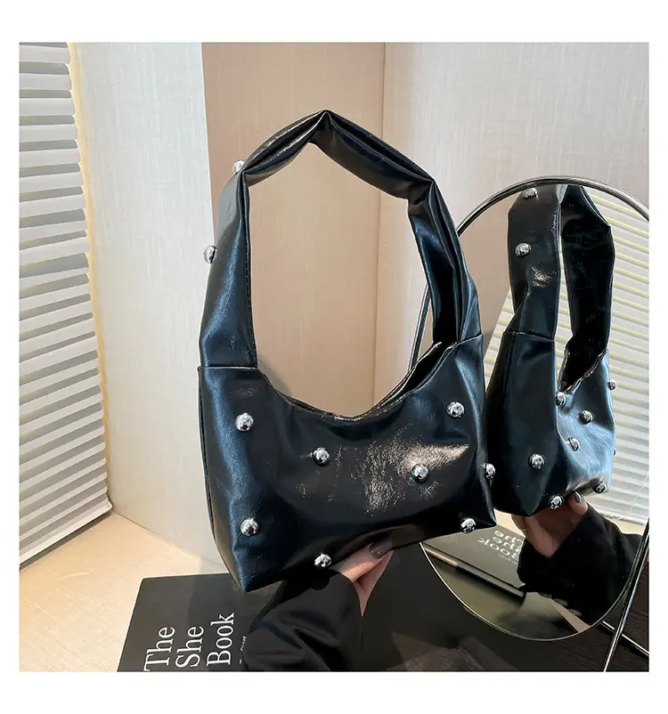 White Rivet Shoulder Bag for Women 2025 Spring — feature 23