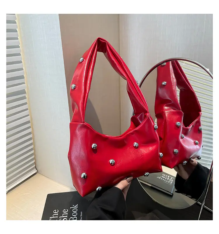 White Rivet Shoulder Bag for Women 2025 Spring — feature 24