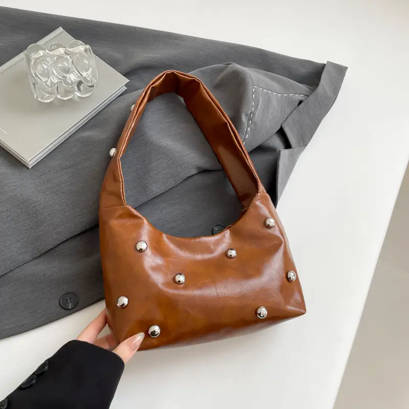 White Rivet Shoulder Bag for Women 2025 Spring - Image 4