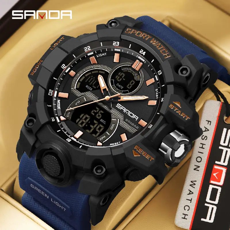 Sanda Waterproof Men's Digital Watch 22H 1000M