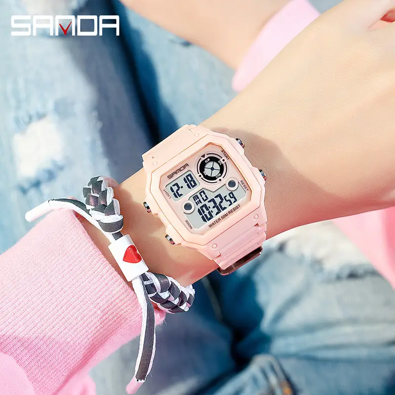 Sanda Men's Square Digital Watch Black Waterproof - Image 11