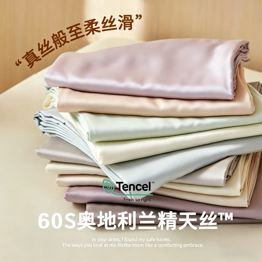Light Luxury 60-Count Lenzing Tencel Double Solid Color Bed Sheet, Simple Solid Color Summer Silky Double-Sided Ice Silk for Sleeping Naked