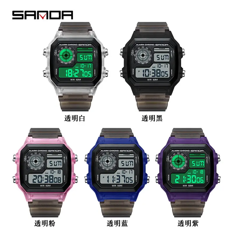 Sanda Multifunctional Digital Watch Transparent Shell Men Women - Image 12