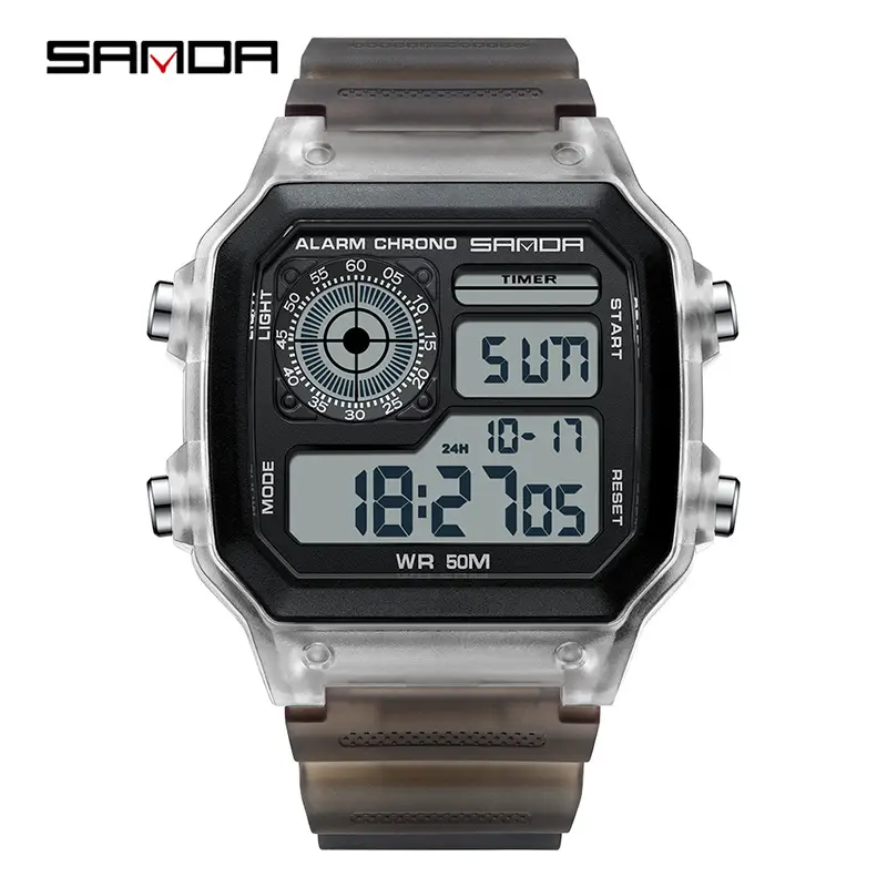 Sanda Multifunctional Digital Watch Transparent Shell Men Women - Image 2