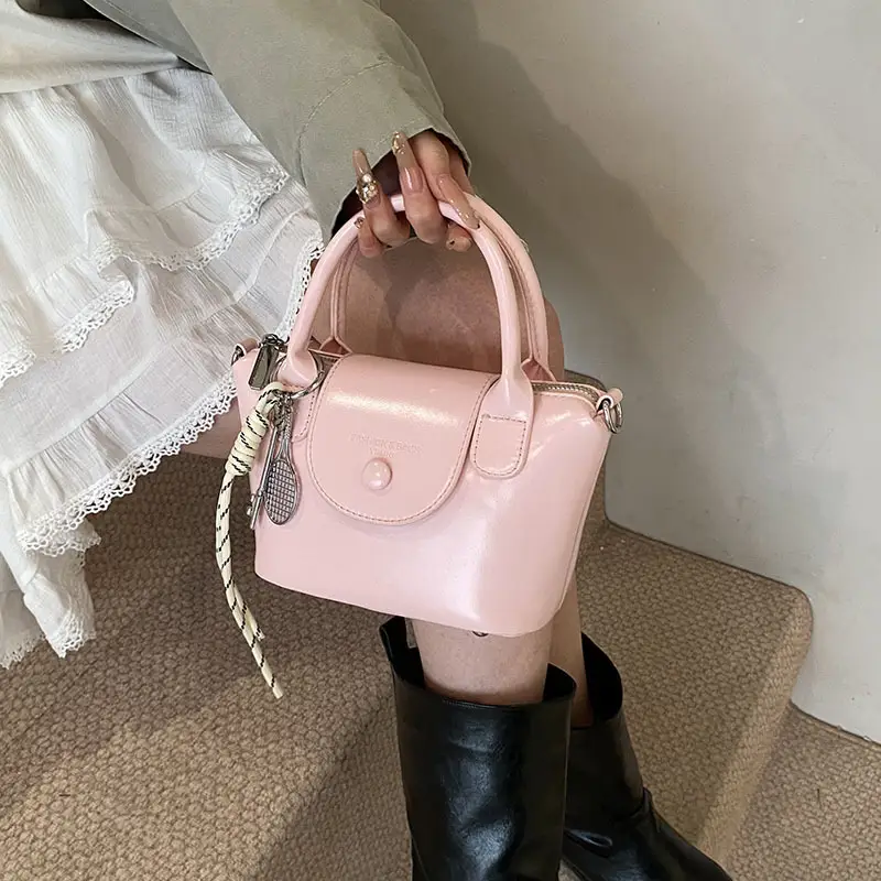 Pink Leather Crossbody Bag for Women Spring Summer 2025 - Image 3